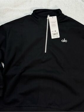 ALO Yoga Men's Black Zip Mock-Neck Pullover